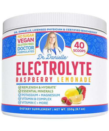 Dr. Danielle's Original Electrolyte Powder - Hydration Drink Mix Supplement - Boosts Energy & Keto-Friendly - No Maltodextrin & Sugar Free - Raspberry Lemonade Flavor
