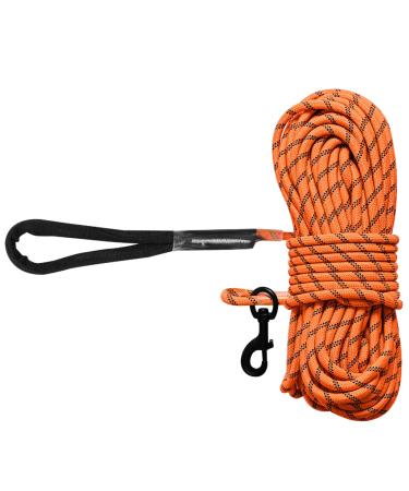 Loqatidi's long dog leash made of reflective nylon comfortable woven handle strong durable lockable hook cord camping line for medium -sized and small dogs only 15m leash / orange