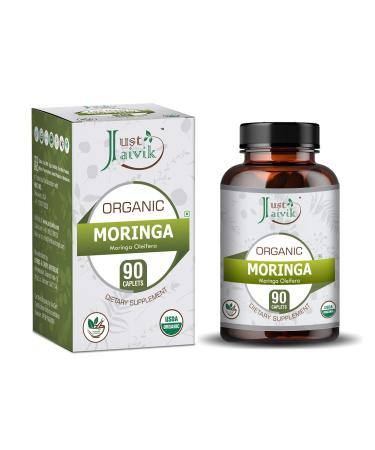 Just Jaivik Organic Moringa (Moringa Oleifera)/ Moringa Drumstick Tablets As Dietary Supplements - 750mg (90 Tablets) | Essential Nutrition | Natural Source of Vitamins