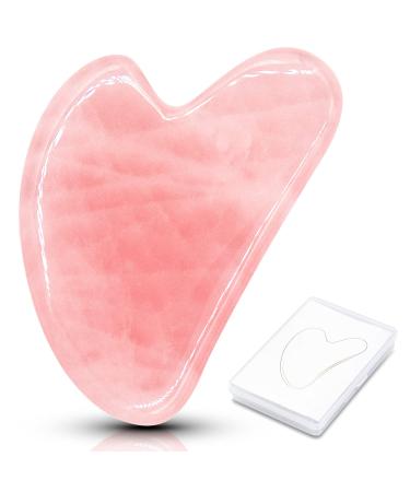 Gua Sha Stein Rosenquarz Massage tool natural jadestein facial care tool Guasha Schaber Massage stones facial care tool anti-folds crystal heart shape (pink)