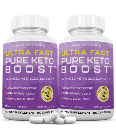 Ultra Fast Pure Keto Boost Pills Advanced BHB Ketogenic Supplement Exogenous Ketones Ketosis for Men Women 60 Capsules 2 Bottles 60 Count (Pack of 2)