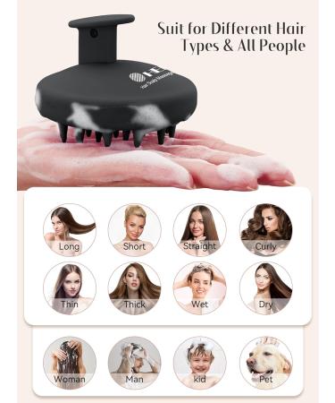Heeta Scalp Massage Brush - Silicone Hair Brush for Wet & Dry Hair Soft Bristles Integrated Design - Dark Black - Buy Online on GoSupps.com
