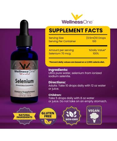 WellnessOne Selenium Drops - Heart & Thyroid Support - Boost Immunity & Antioxidant Enzymes - 1.67fl - Buy Online on GoSupps.com