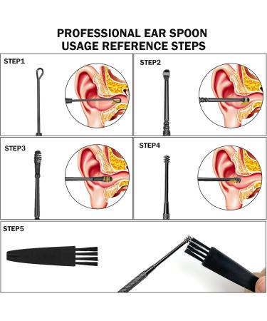 Hion 8-in-1 Stainless Steel Ear Cleaner for Ear Wax Removal - Medical Grade Kids & Adults Includes Storage Box - Black - Buy Online on GoSupps.com