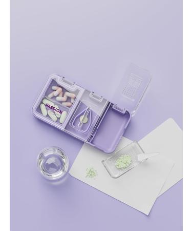 CFMOUR 3-in-1 Pill Cutter & Crusher - Splitter for All Pill Sizes Portable Pill Carrier & Grinder with Brush - Ideal for Elderly Kids & Pets - Purple - Buy Online on GoSupps.com