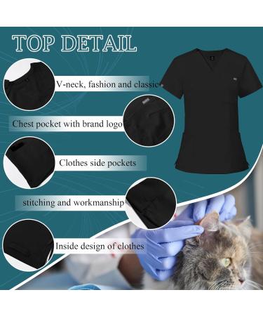 VIAOLI Women's Scrubs Set - Black Small, Clinical Modern Athletic Suit with 10 Pockets - Buy Online on GoSupps.com
