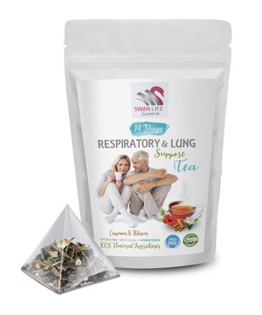 Peppermint Tea - RESPIRATORY AND LUNG SUPPORT TEA 14 Days - astragalus membranaceus root Cinnamon Hibiscus Marshmallow Root organic herbal tea lung support herbs immune tea - 1Pack 14 bags