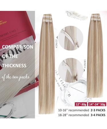 Moresoo 12 Tape In Extensions - #P14/613 Caramel & Platinum Blonde Real Human Hair - 20 Pieces 30g Silky Invisible Tape Extensions - Buy Online on GoSupps.com