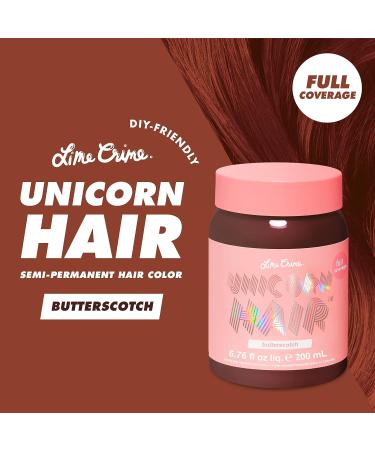Lime Crime Unicorn Hair Dye Butterscotch (Ginger) - Vegan & Cruelty Free Semi-Permanent Color | Conditions & Moisturizes, Temporary Red-Brown Dye - Buy Online on GoSupps.com