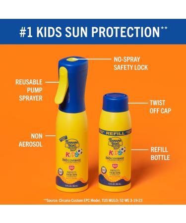 Banana Boat Kids 360 Coverage Sunscreen Mist Refill SPF 50+ | Non-Aerosol Kids Spray Sunblock 5.5oz for Ultimate Protection - Buy Online on GoSupps.com