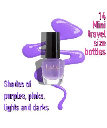 Nicole Miller 14 Mini Nail Polish Set - Purple Shades Nail Polish Kit for Fingernails and Toenails - Buy Online on GoSupps.com
