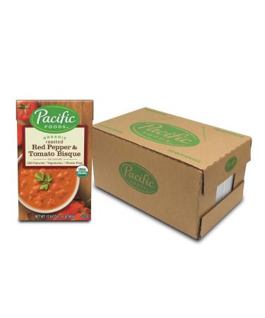 Pacific Foods Organic Roasted Red Pepper And Tomato Bisque, 17.6 Oz, Pack of 12