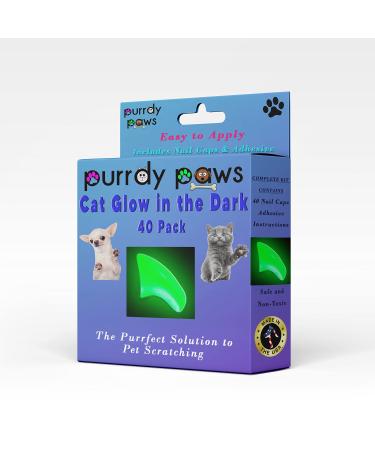 Purrdy Paws 40-Pack Soft Nail Caps for Cat Claws Ultra Glow-in-The-Dark Medium