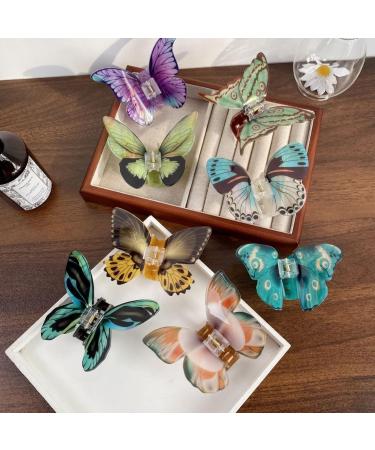 Women's Butterfly Hair Clips Acrylic Butterfly Hair Clips Hair Clip Non-Slip Hair Pin Hair Accessories Hair Jaw Clip Headpiece for Women and Girls for Daily Wear Blue Green - Buy Online on GoSupps.com