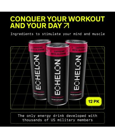 Echelon Pre-Workout Energy Drink 12-Pack - Berry Habanero - Peak Performance Supplement with 300mg Caffeine, Beta-Alanine, L-Theanine & Fiber - Vegan - Buy Online on GoSupps.com