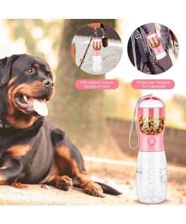 JOPHEK Portable Pet Drinking Bottle - 550ml Leak-Proof Water Bottle & 100ml Dog Food Mug with Activated Carbon Filter - Ideal for Dogs & Cats - Pink | International Shipping Available - Buy Online on GoSupps.com