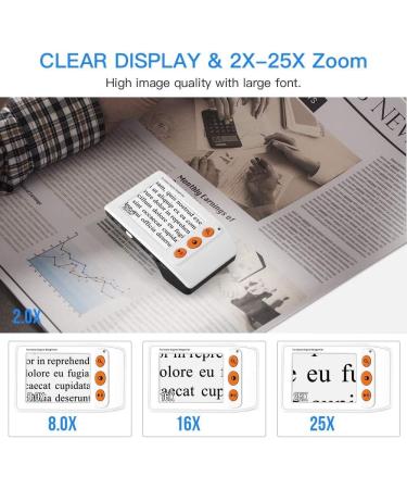 Eyoyo Portable Electronic Video Magnifier Reading Aid 3.5 LCD Screen 2x-25x Zoom - Ideal for Low Vision - Available in Yellow, Blue, White, and Black - Buy Online on GoSupps.com