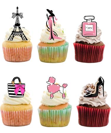 18pcs Paris Cupcake Toppers for Girl Lady Women Paris Party Supplies Glitter Rose Gold Eiffel Tower Cake Decorations Birthday French Themed Party Decorations - Buy Online on GoSupps.com