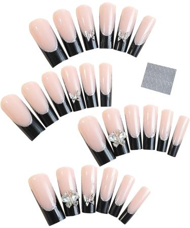 Smbcgdm Date Night Nail Salon Quality Nails at Home Press on Nails French Acrylic Extra Long with Rhinestone Shiny Diy Manicure Full Cover Long Fake Nails C - Buy Online on GoSupps.com