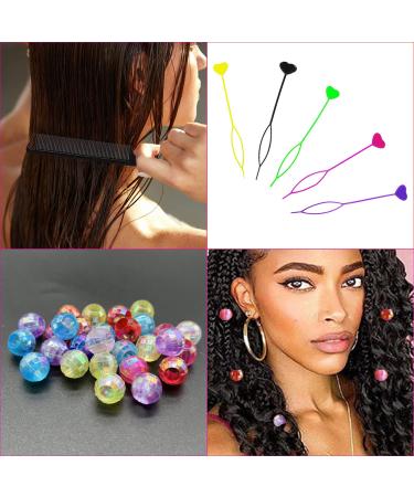 406 Pcs Hair Beads Set for Kids Hair Braids - Blue Ocean Theme with Pony Beads, Elastic Bands, Quick Beader & Comb - Buy Online on GoSupps.com