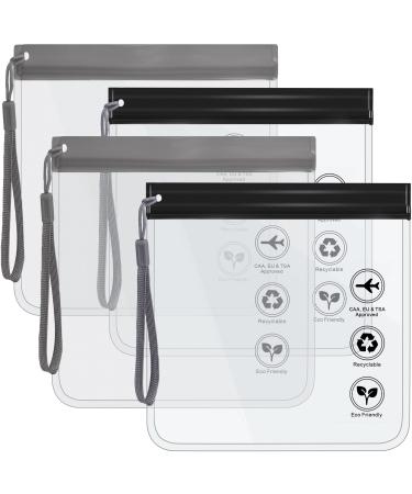 Clear Travel Toiletry Bag - Airport Security Liquids Bags Airport Liquid Bag 20 x 20cm TSA Approved Travel Accessories Makeup Bags Holiday Essentials Luggage for Men Women 4pcs Black/Grey - Buy Online on GoSupps.com