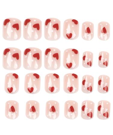 1 Box Press on Nails Cute Heart Fake Nails with Glue Short Press on Nails Glue on Nails Full Cover Square Press on Nails Press on Nails