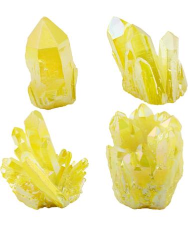 Nupuyai Titanium Coated Bergkristall Druse - Irregular Quartz Geode Cluster for Reiki & Feng Shui Decoration - Yellow Gemstone - Buy Online on GoSupps.com