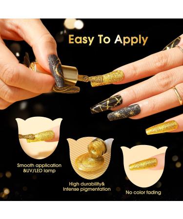 ROSALIND 6PCS White Black Gel Nail Polish Set with Silver Gold Glitter - Soak Off All Seasons Manicure Collection for Salon and Home DIY Nail Art - Buy Online on GoSupps.com