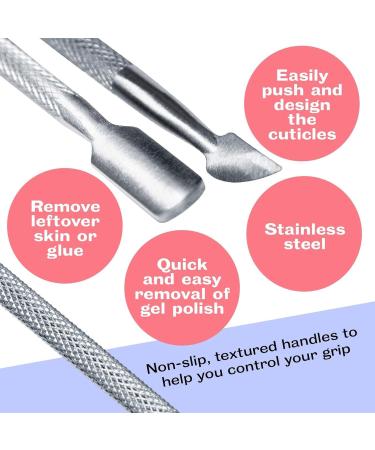 Professional Stainless Steel Double End Cuticle Pusher + Cuticle Nippers Duo Professional Manicure Pedicure Nail Cleaner Gel Polish Remover Prep Cutters Remove Dead Skin - Buy Online on GoSupps.com