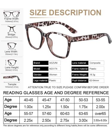 AEZUNI Oversize Square Reading Glasses for Women - Trendy Large Readers (Demi 1.0 - 3.5) - Stylish Oversized Prescription Eyewear International Shipping Available - Buy Online on GoSupps.com