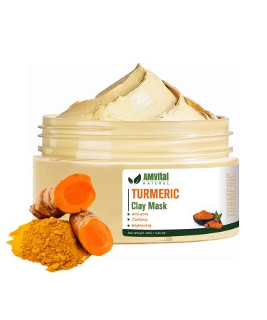 Turmeric Face Mask Clay Facial Masks with Vitamin C Skin Care for Acne and dark Spots Smooth & Refine Pores Anti Aging for Women Non-Greasy Hydrating
