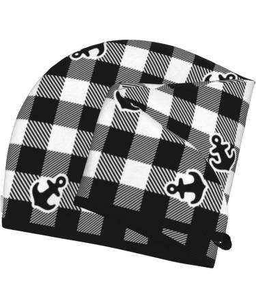 Anchor Black Tartan Plaid Microfiber Hair Towel - Super Absorbent Coral Velvet Wrap for Long Curly & Thick Hair - Quick Dry Hair Cap for Women - Buy Online on GoSupps.com