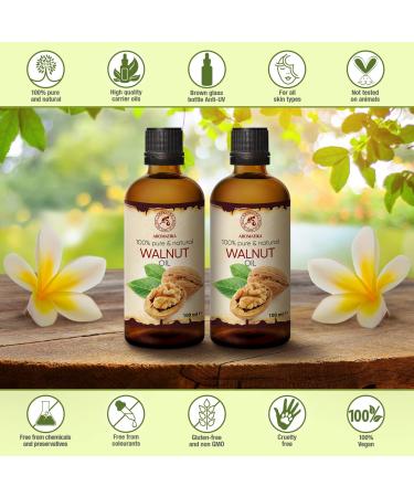Buy 2x100ml Cold Pressed Walnut Oil - Pure Juglans Regia Seed Oil for Face & Body Care - USA Import - Buy Online on GoSupps.com