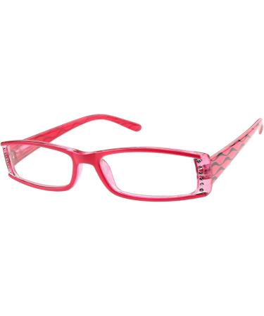 Stylish Designer Pink Reading Glasses for Women - Rhinestone Details & Spring Hinge | Dioptria Options 1.0-3.0 - Buy Online on GoSupps.com