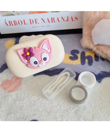 FLYRANGOOV Sweet Cartoon Princess Contact Lens Etui - 4-Part Portable Storage Box for Travel - Beautiful Cream-Colored Design with Bell Motif - Buy Online on GoSupps.com