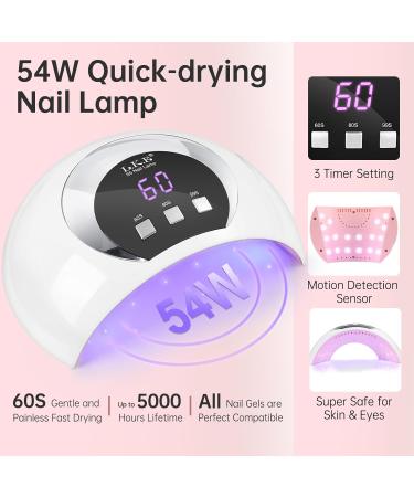 LKE Gel Nail Polish Kit - 54W UV Light 6 Color Set (White Black Red Pink Gold Silver) - Glossy & Matte Gel Top/Bottom Coat & Nail Art Tools for DIY Manicure - Buy Online on GoSupps.com
