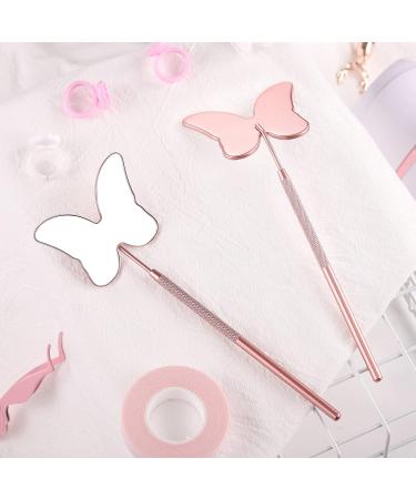 Miuffue Butterfly Lash Mirror - Stainless Steel Detachable Cute Pink Makeup Mirror for Lash Extensions - Buy Online on GoSupps.com