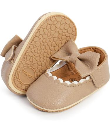 RVROVIC Baby Girl Moccasins | Princess Mary Jane Flat Shoes 12-18 Months | Beige Toddler Shoes - Buy Online on GoSupps.com