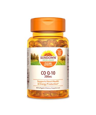 Sundown CoQ10 200mg Softgels Supports Heart Health and Energy Metabolism 40 Count Sundown 40 Count (Pack of 1)