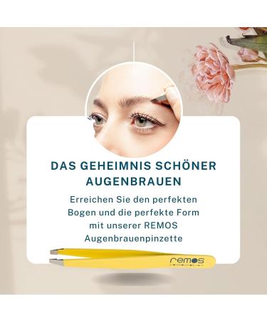 REMOS Professional Tweezers with Extra Fine Tips for Eyebrow Plucking - Yellow | International Shipping - Buy Online on GoSupps.com