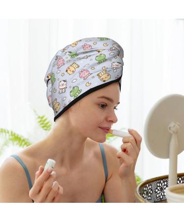 Cute Animals Cartoon Microfiber Hair Towel - Super Absorbent Velvet Wrap for Women | Perfect for Long Curly & Thick Hair - Buy Online on GoSupps.com