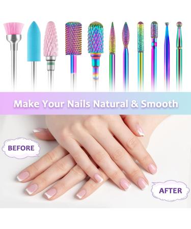 HEYMKGO Nail Drill Bits Set - 11pcs Electric Kit for Salon Acrylic Gel Manicure Pedicure Tools - Buy Online on GoSupps.com