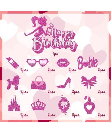 SKJIAYEE 25 Pcs Hot Pink Girls Birthday Cake Topper Pink Princess Cupcake Toppers Set Decorations for Kids Girls Women Birthday Party Pink Girls Theme Birthday Party Supplies - Buy Online on GoSupps.com