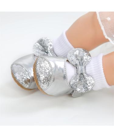 RVROVIC Baby Girl Princess Sparkly Moccasins - Soft Sole Prewalker Shoes (0-6 Months, Silver) - Buy Online on GoSupps.com