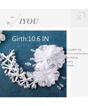 IYOU Princess Rhinestone Wedding Headpiece Silver Floral Pearl Hair Vine Flower Girls Birthday Party Bridal Headband for Women and Girls - Buy Online on GoSupps.com