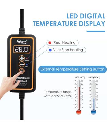 Hygger 50W Mini Aquarium Heater with Digital Display | Betta & Turtle Safe for 45L Freshwater Tanks - International Shipping Available - Buy Online on GoSupps.com