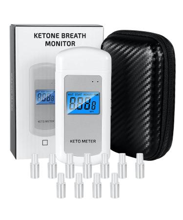 Ketone Meter Portable Digital Breath Ketone Analyzer Ketosis Testing Kit with 10 Mouthpieces