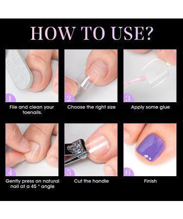 Funfe 120Pcs Clear Press-On Toe Nail Tips - Professional Short Square Gel Nails for Salon & DIY at Home - Buy Online on GoSupps.com