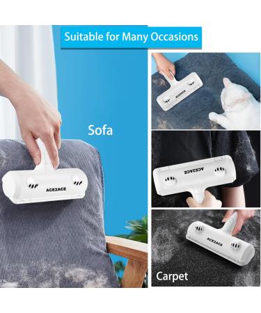 Pet Hair Remover Roller ACE2ACE Reusable Animal Hair Removal Brush for Dogs and Cats Self Clean Pet Fur from Carpet Furniture Rugs Laundry Clothes and Bedding Sofa White+blue - Buy Online on GoSupps.com