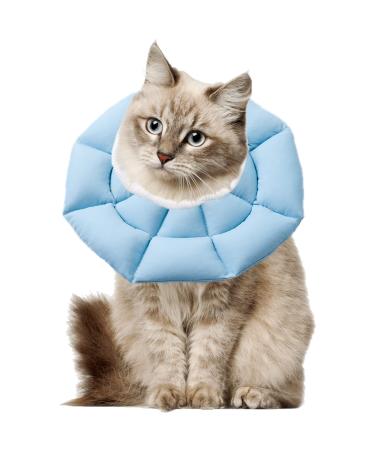 Ohcozzy neck rope cat with an adjustable waistband soft cat collar with anti-leak function after the operation pet protective collar (size M light blue) m light blue-2